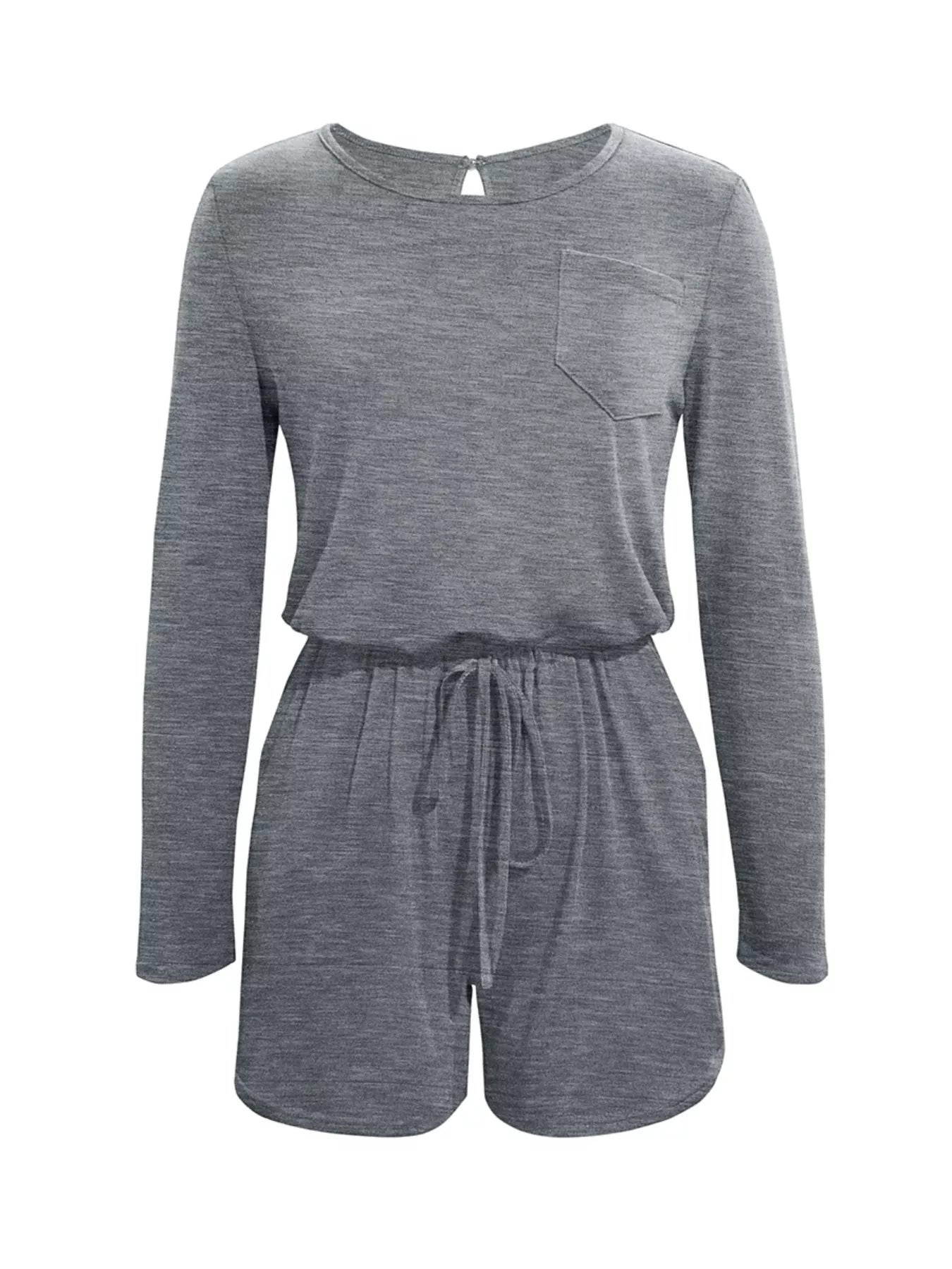 Long Sleeve Drawstring Romper nicholesgifts