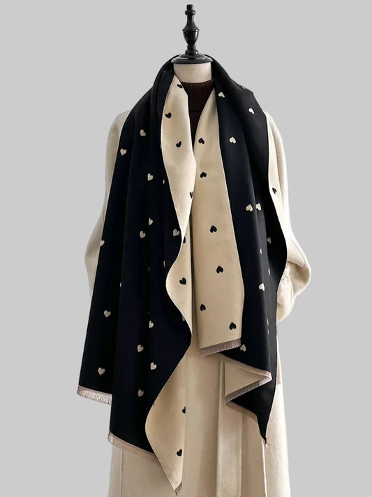 Women Heart Raw Hem Scarf For Valentine's Day Gift nicholesgifts
