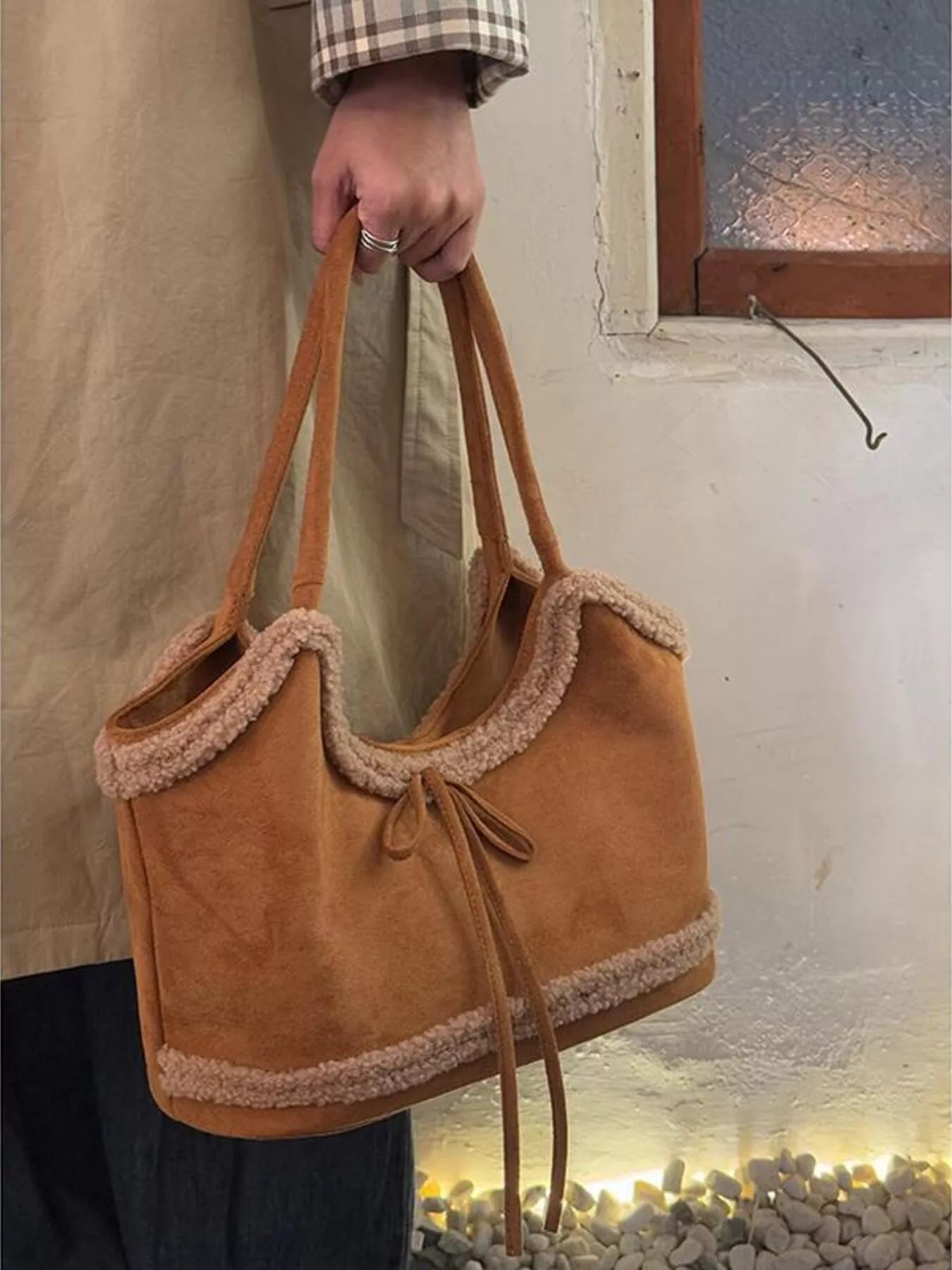 Plush Trim Shoulder Bag nicholesgifts