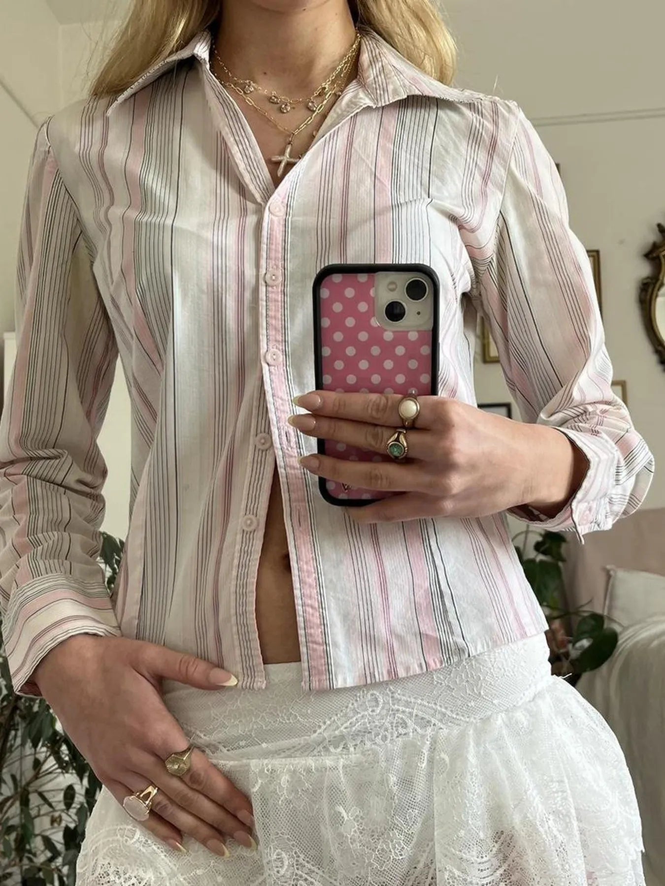 Printed Button-Down Long Sleeve Shirt NicholesGifts