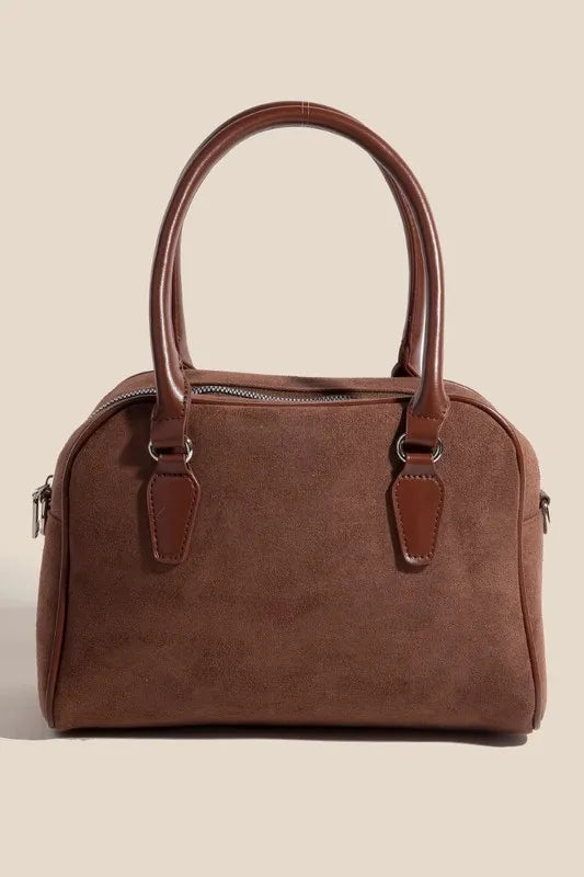 Fame Faux Leather Handle Boxy Handbag Trendsi
