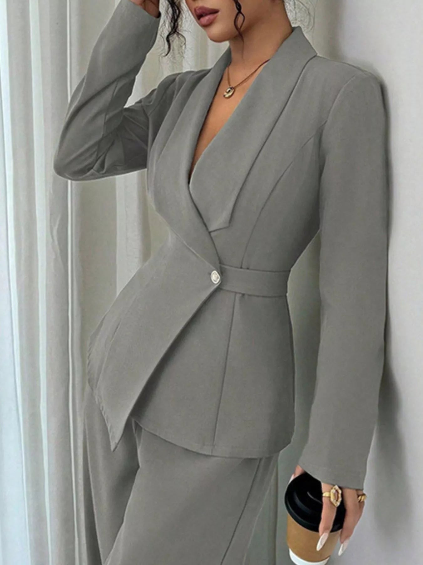 One Button Blazer and Pants Set nicholesgifts