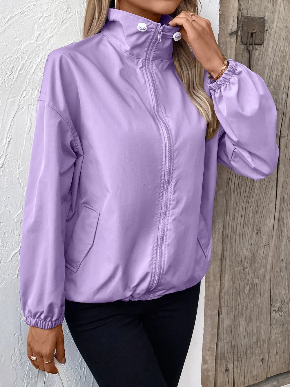 Ivy Lane Pocketed Zip Up Long Sleeve Jacket nicholesgifts