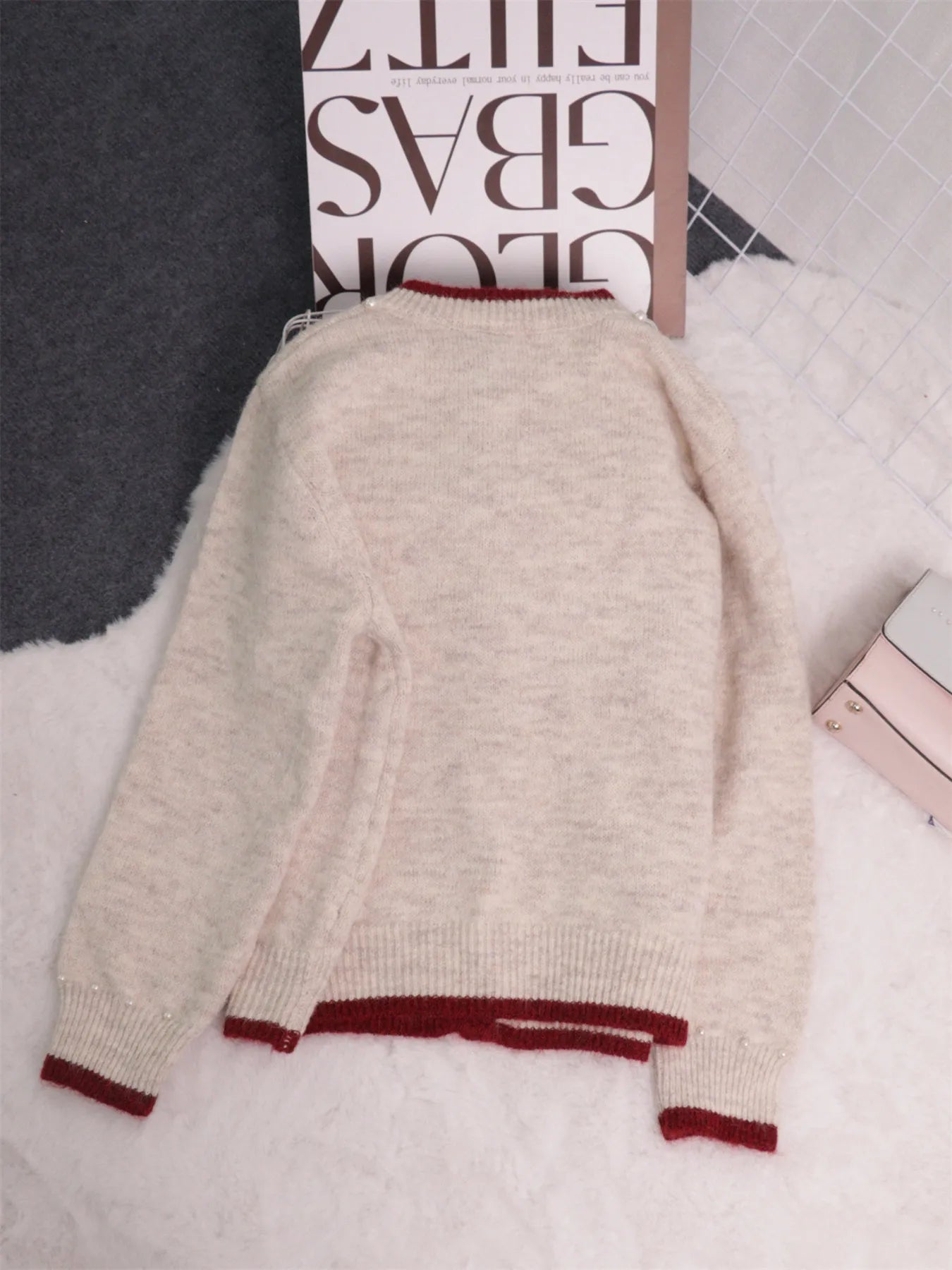 Pearl Embellished Button-Front Cardigan Trendsi