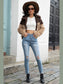 Two-Tone Collared Neck Fuzzy Jacket nicholesgifts