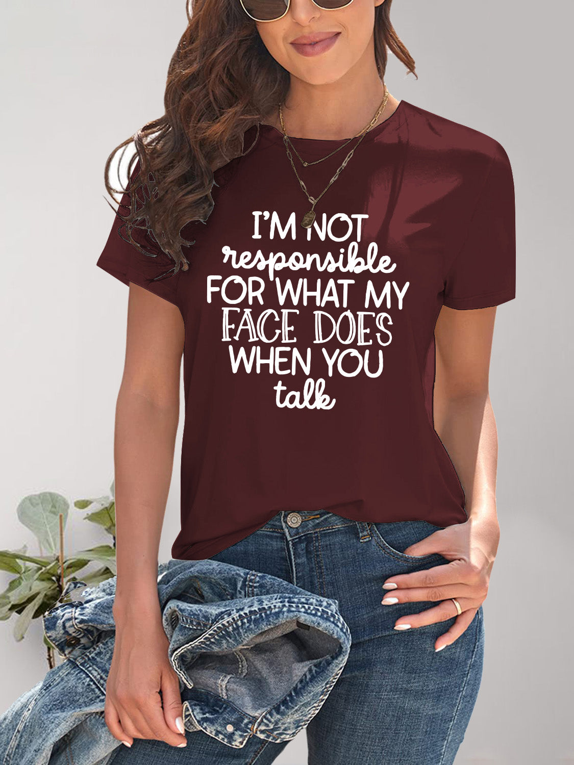 Letter Graphic Round Neck Short Sleeve T-Shirt nicholesgifts