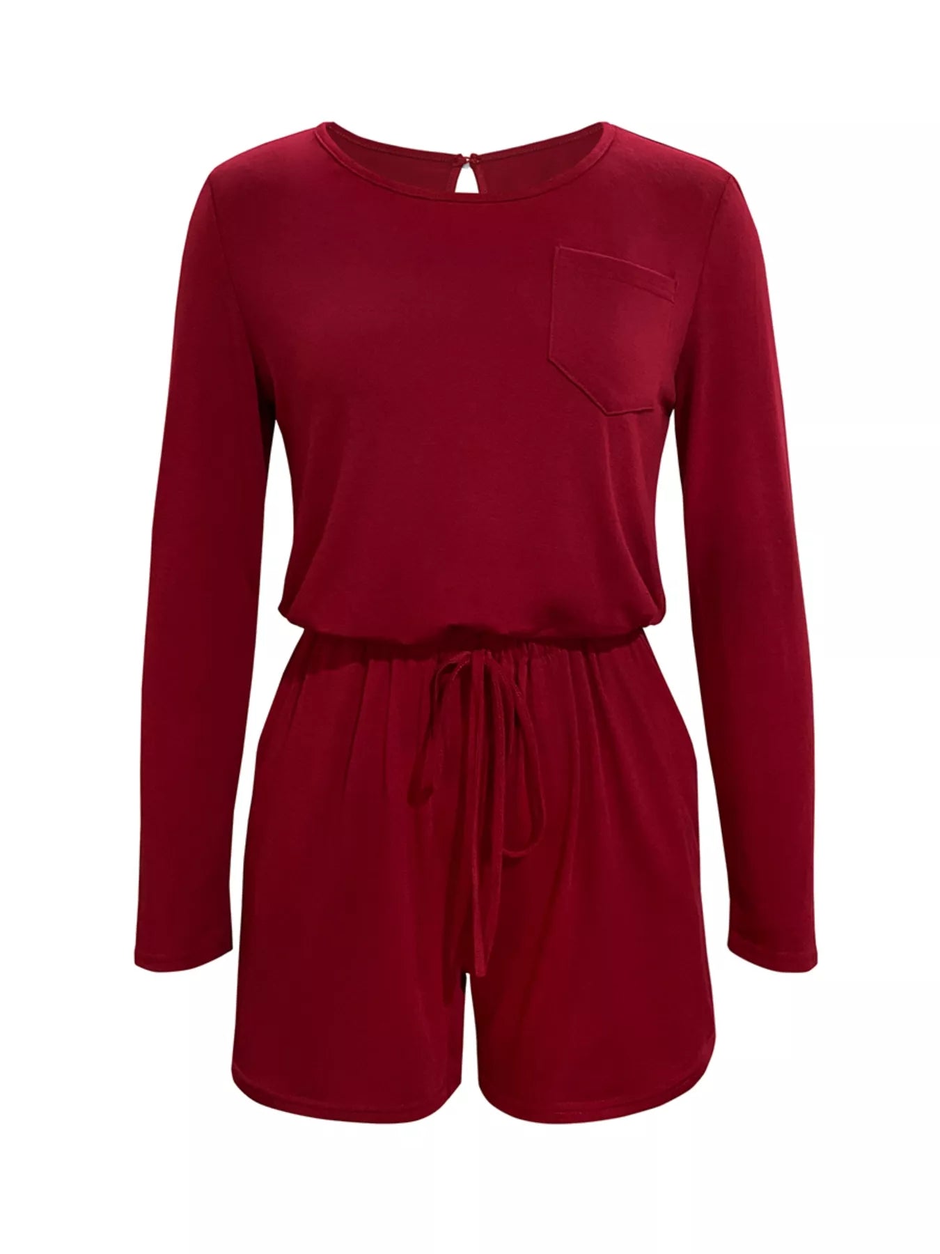 Long Sleeve Drawstring Romper nicholesgifts