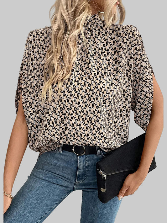 Tie Back Slit Half Sleeve Blouse nicholesgifts