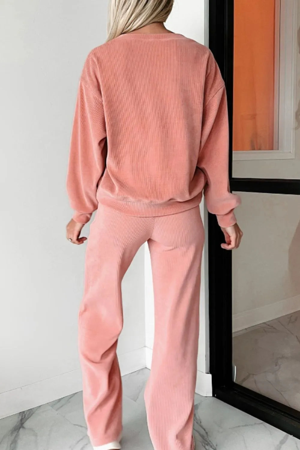 Round Neck Long Sleeve Top and Pants Set NicholesGifts