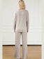 Ribbed V-Neck Top and Pants Lounge Set nicholesgifts