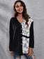 Women Printed Collared Neck Long Sleeve Shirt nicholesgifts