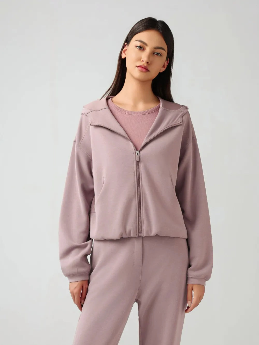 Millennia Zip Up Dropped Shouder Active Hooded nicholesgifts