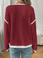 Ribbed Contrast Trim Long Sleeve Top nicholesgifts