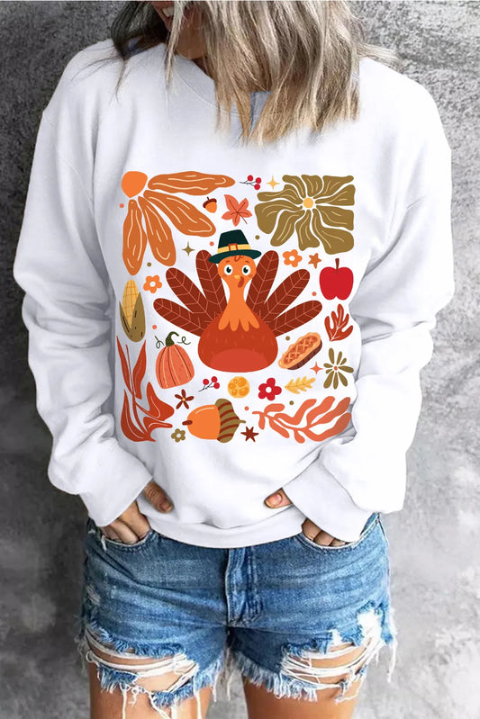 Graphic Round Neck Long Sleeve Sweatshirt Trendsi