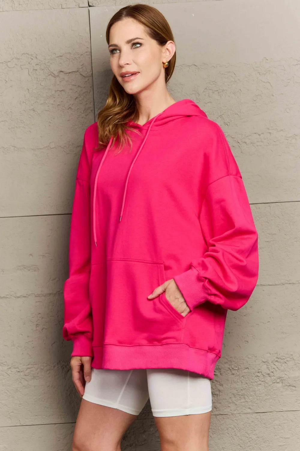 Full Size Drawstring Long Sleeve Hoodie Trendsi