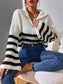 Striped Half Zip Cropped Sweater nicholesgifts