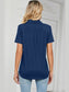Women Johnny Collar Short Sleeve Blouse nicholesgifts