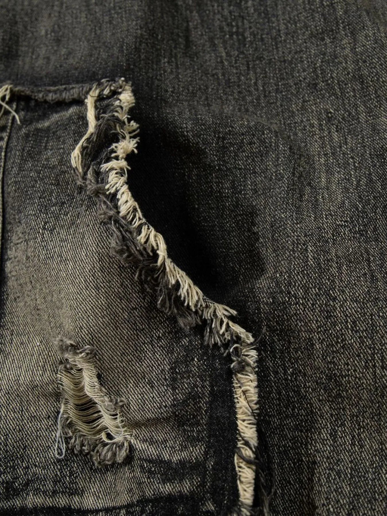 Men's Distressed Denim Patchwork Oversized Hoodie with Frayed Details NicholesGifts