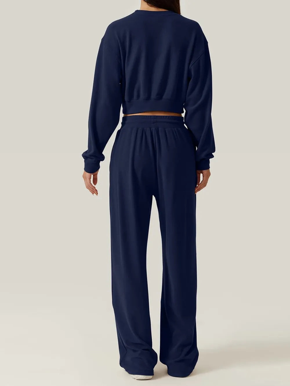 Crisscross Round Neck Top and Drawstring Pants Set nicholesgifts