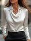 Satin Collar Long Sleeve Blouse nicholesgifts