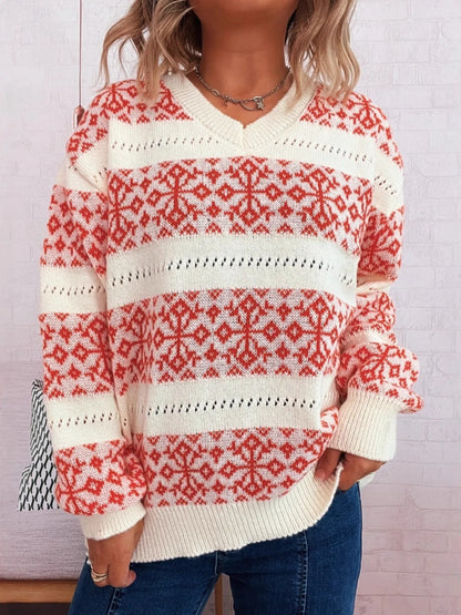Contrast Ribbed hem Long Sleeve Sweater nicholesgifts