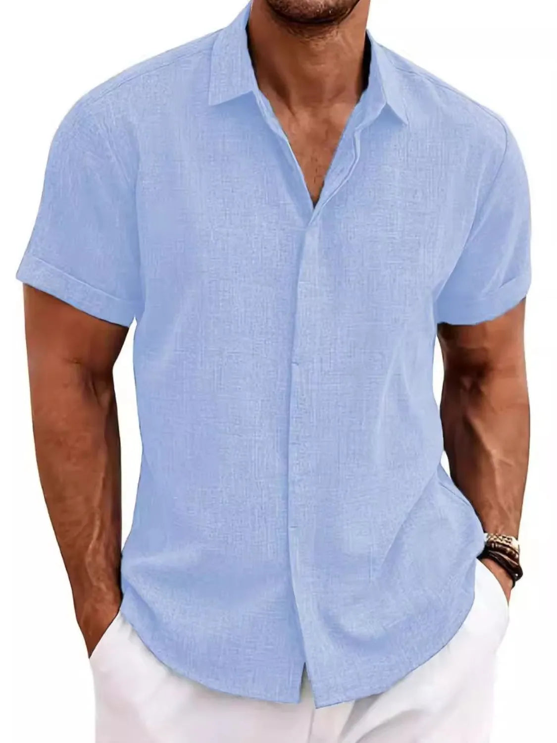 Men's Full Size Collared Neck Short Sleeve Shirt Plus Size NicholesGifts