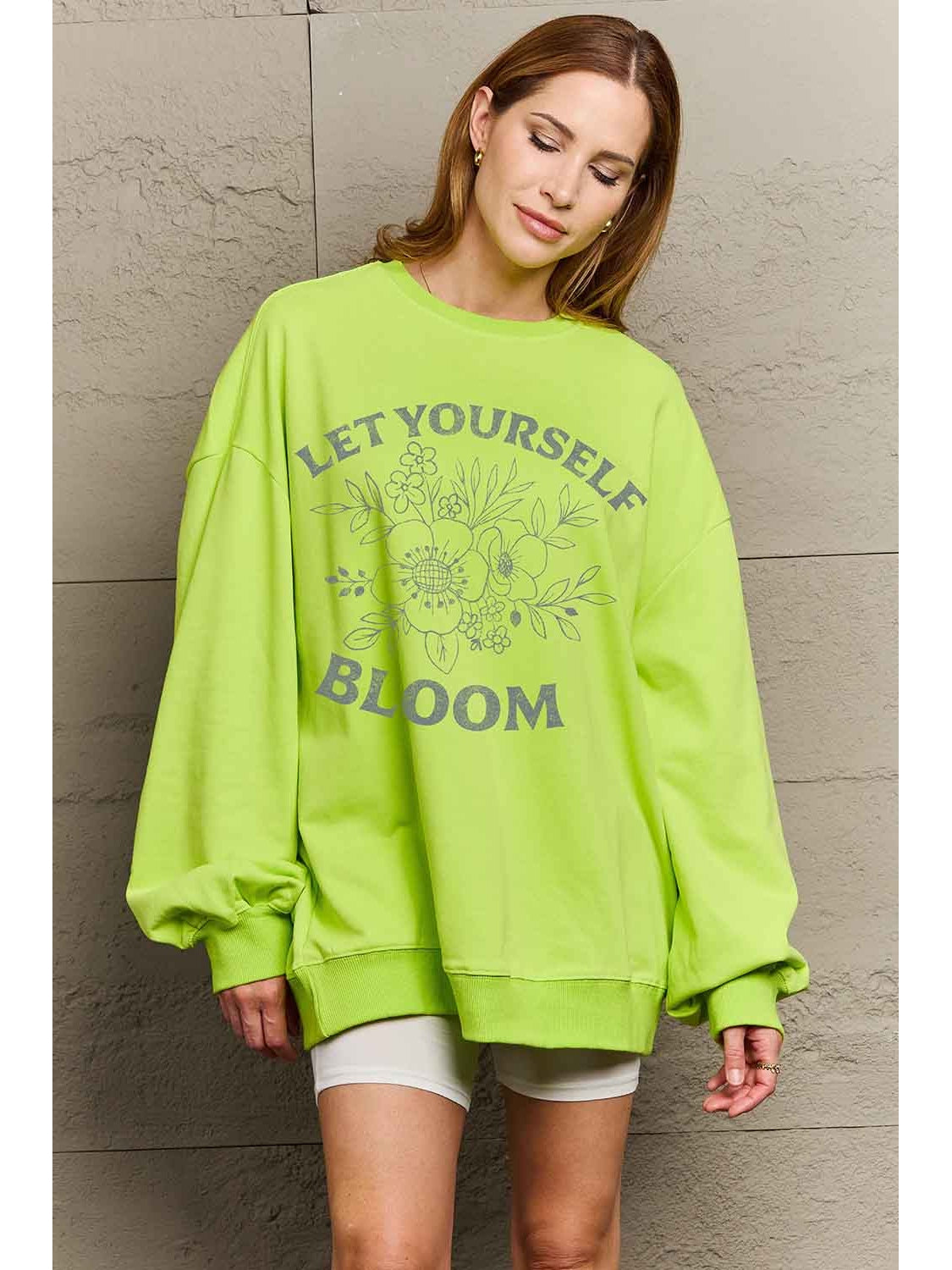 Women Simply Love Full Size Let Yourself Bloom Graphic Sweatshirt nicholesgifts