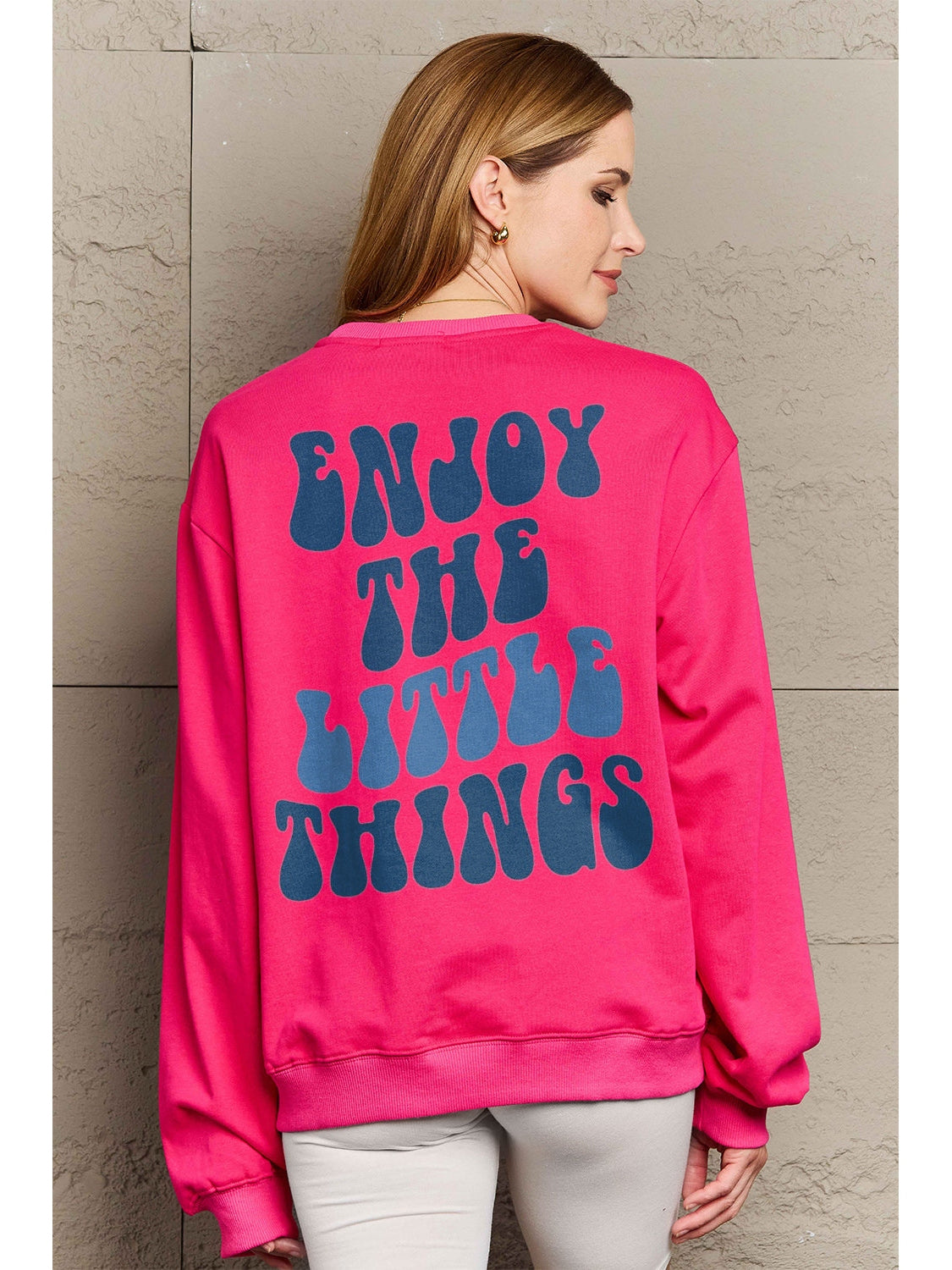 Women Simply Love Full Size Enjoy The Little Things Round Neck Sweatshirt nicholesgifts