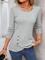 Decorative Button Round Neck Long Sleeve T-Shirt nicholesgifts