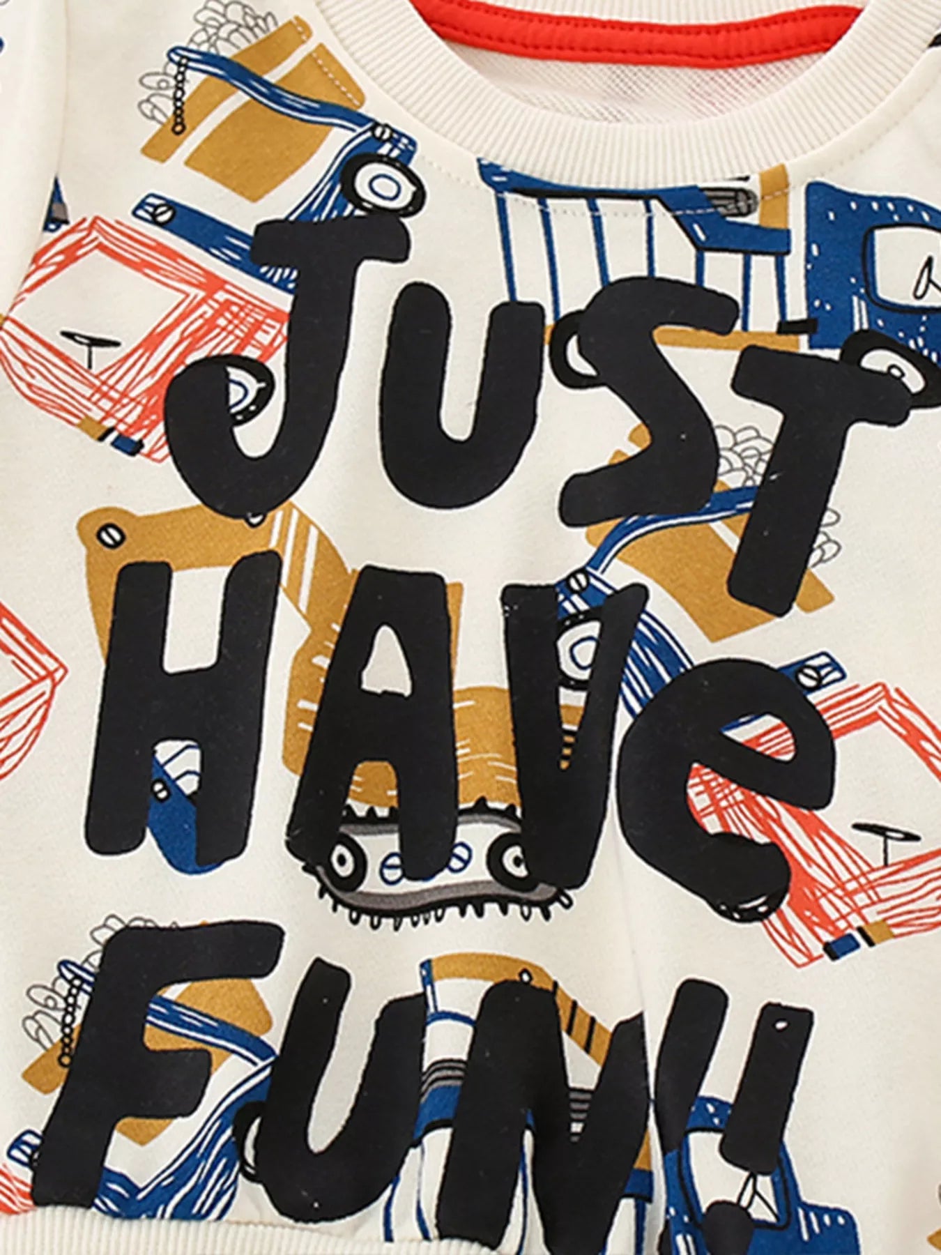 Children's Cartoon Vehicle Print Crew Neck Sweatshirt Trendsi