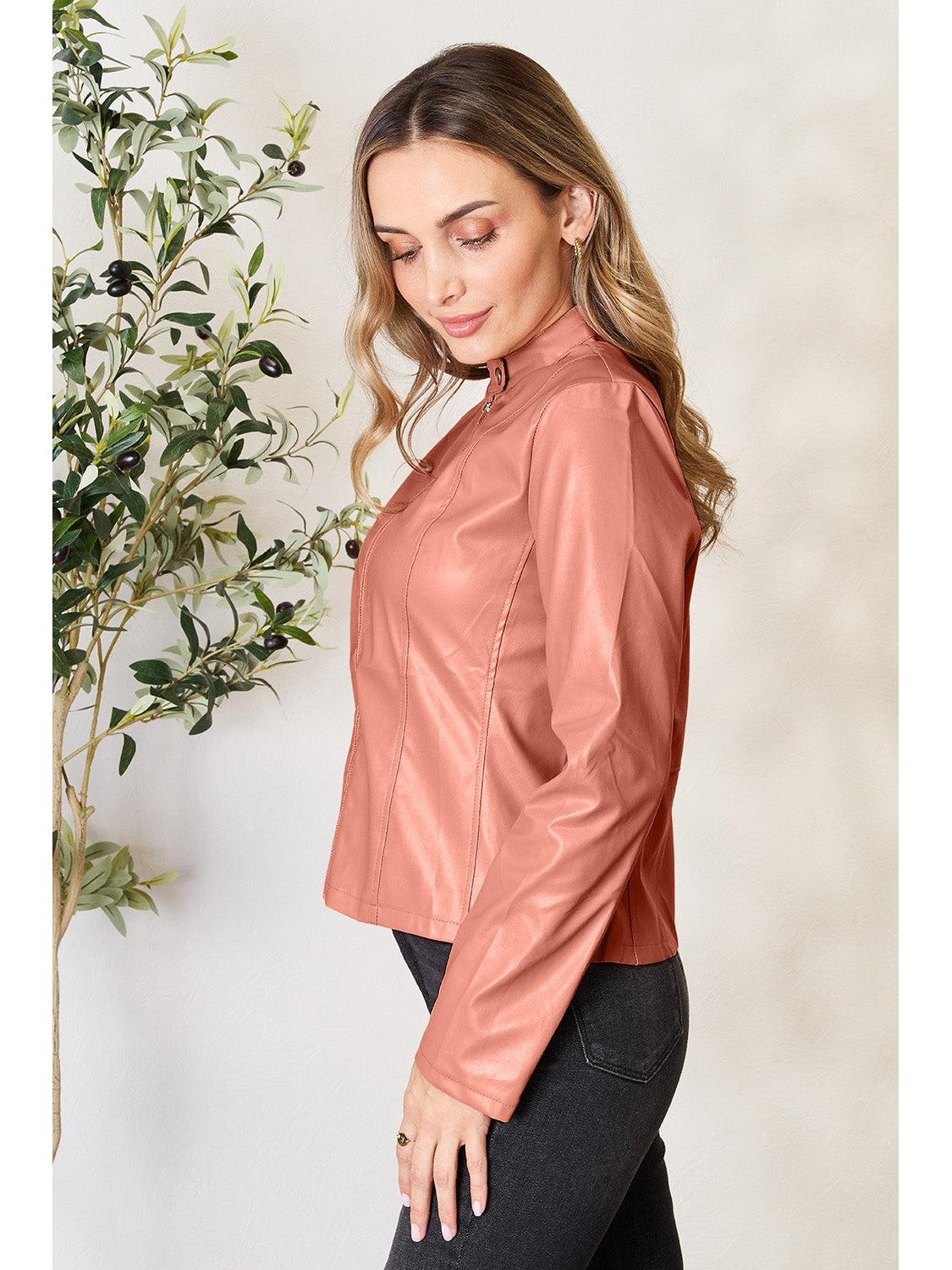 NicholesGifts Women Mock Neck Zip Up Jacket NicholesGifts