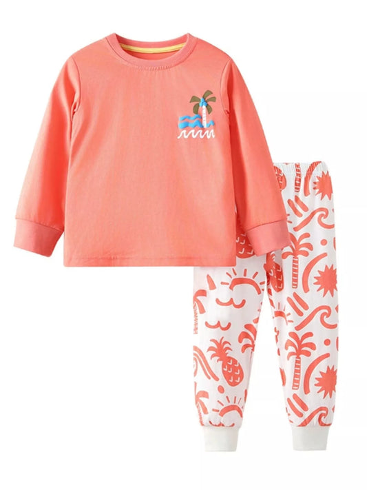 Children's Tropical Print Long Sleeve Pajama Set NicholesGifts