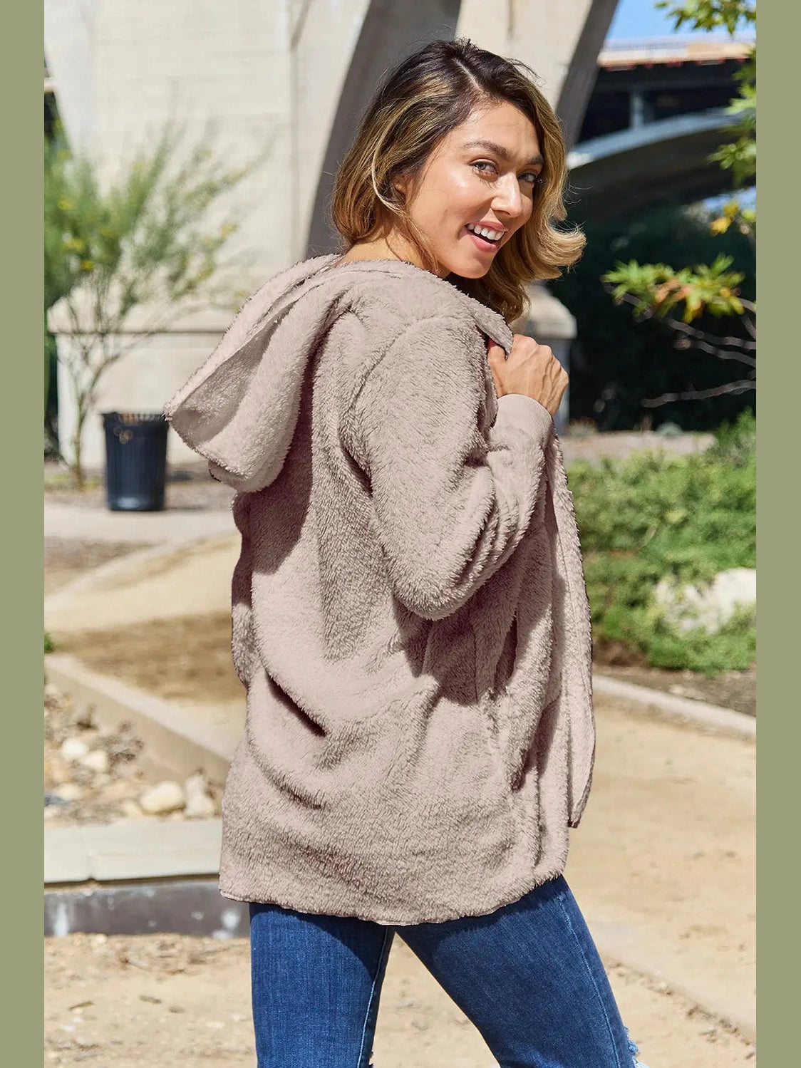 Full Size Teddy Hooded Jacket with Pockets nicholesgifts