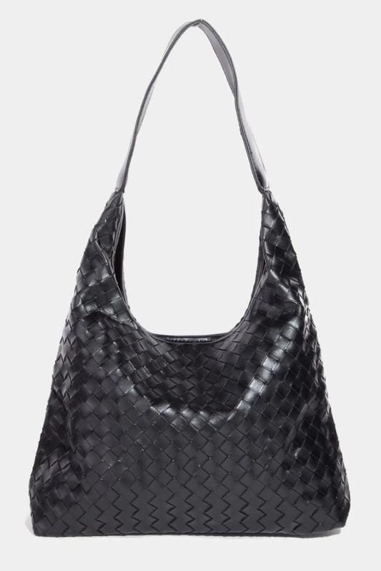 Fame Woven Faux Leather Tote Bag Trendsi