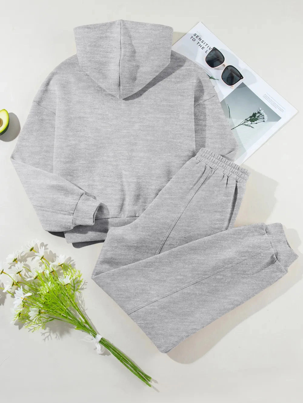 Dropped Shoulder Long Sleeve Hoodie and Pants Active Set nicholesgifts