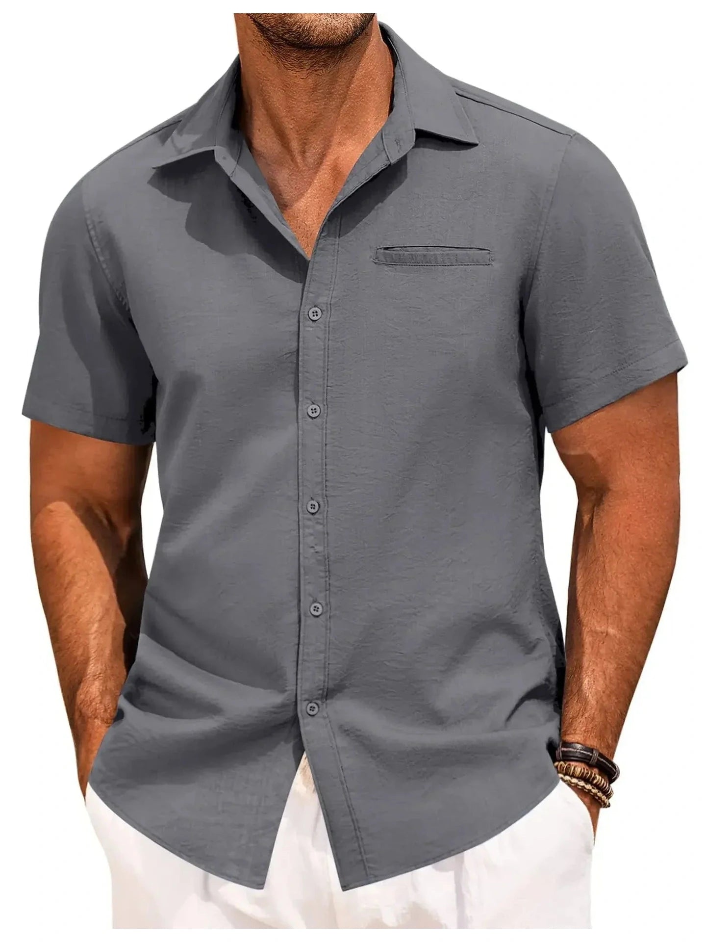 Men's Plus Size Classic Short Sleeve Button Down Shirt NicholesGifts