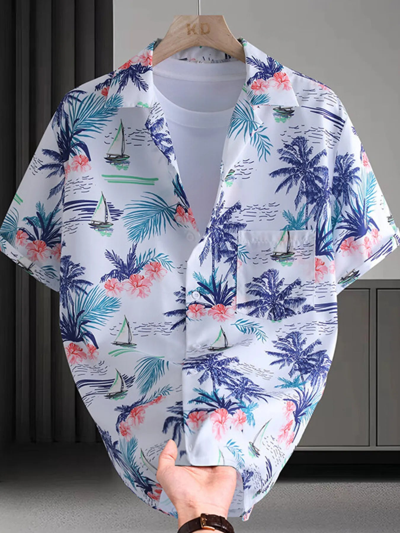 Men's Plus Size Printed Short Sleeve Casual Shirt NicholesGifts