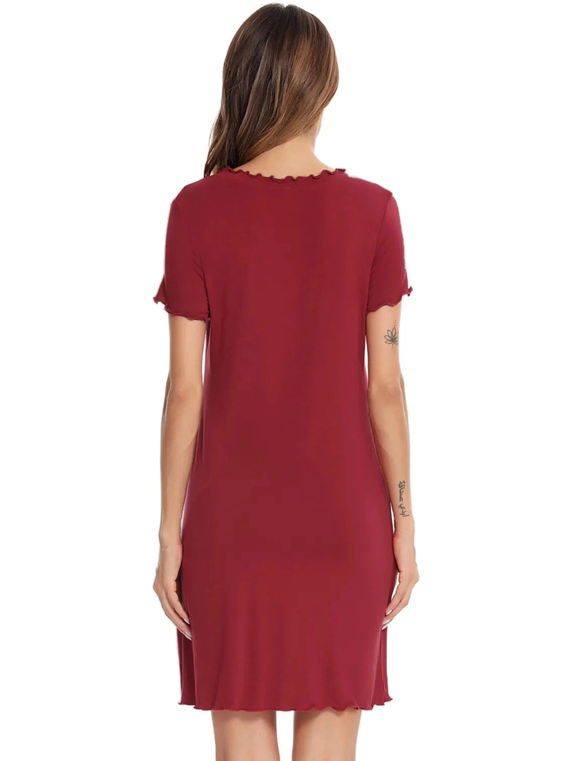 Round Neck Short Sleeve Lounge Dress nicholesgifts