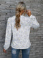 Leopard V-Neck Decorative Button Long Sleeve Blouse nicholesgifts