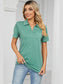 Women Johnny Collar Short Sleeve Blouse nicholesgifts