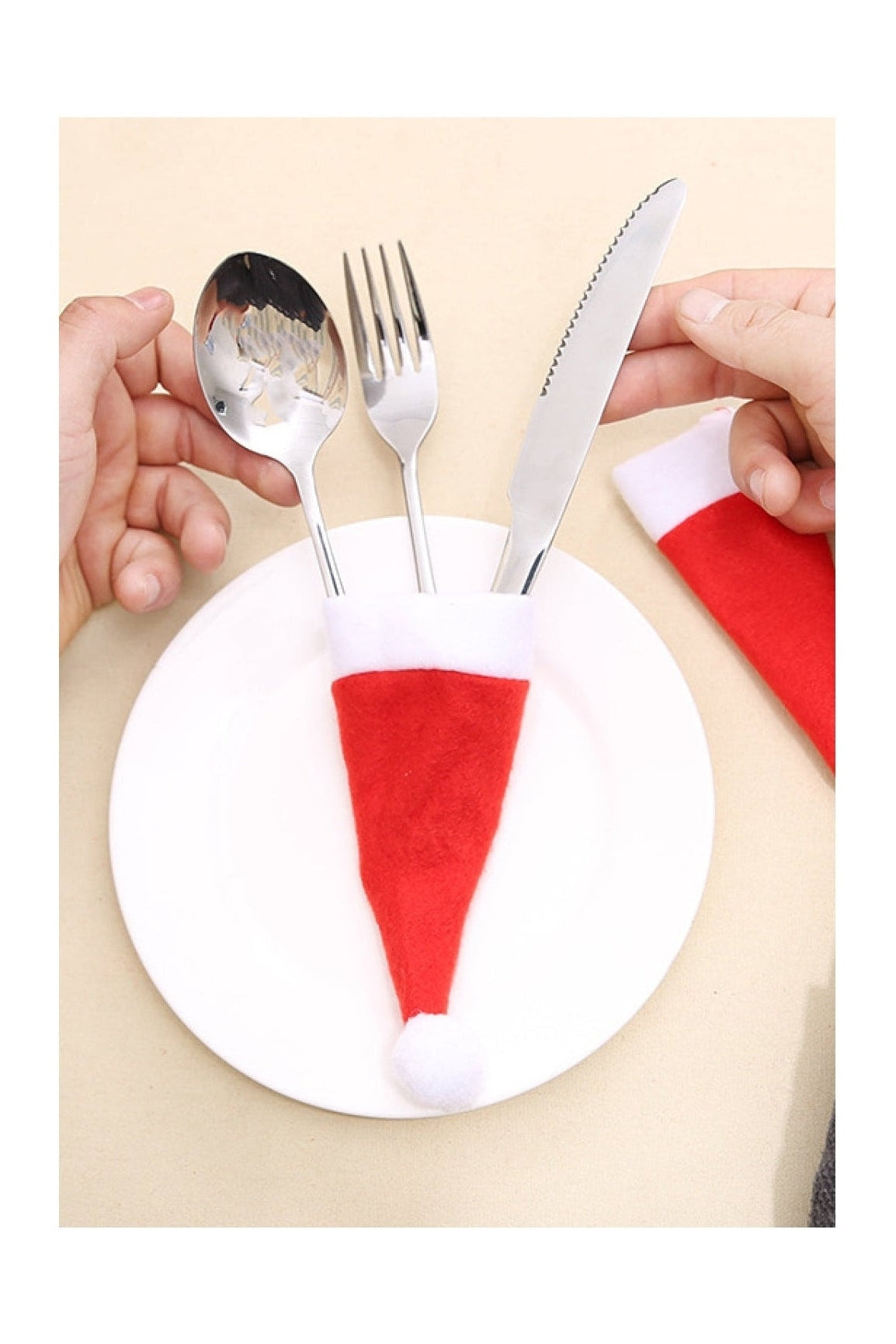 10-Pack Christmas Hat Shaped Cutlery Covers nicholesgifts