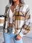 Plaid Collared Neck Long Sleeve Jacket nicholesgifts