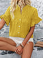 Button Down Ruffled Short Sleeve Shirt nicholesgifts