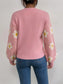 Flower Round Neck Latern Sleeve Sweater nicholesgifts