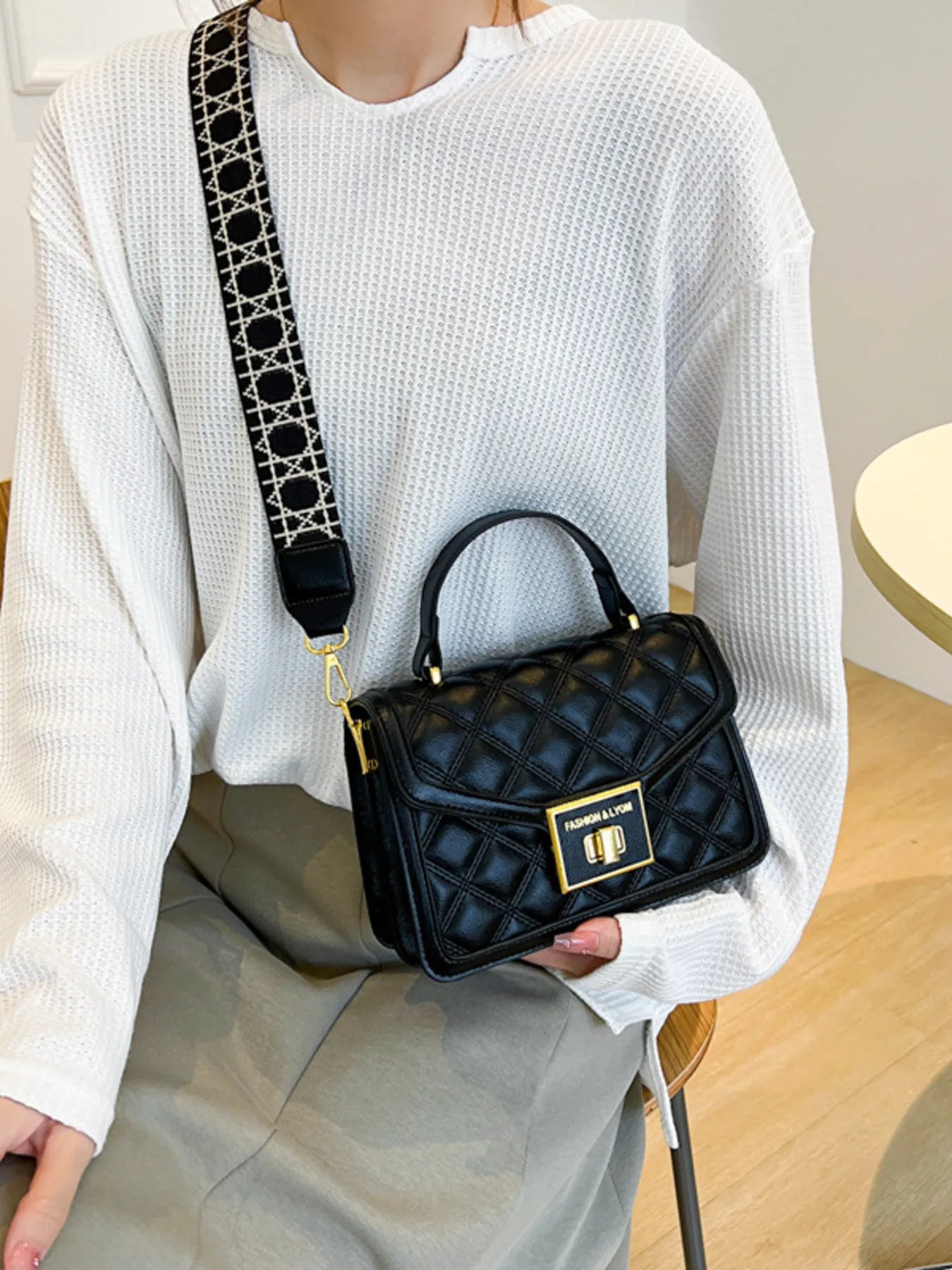 Quilted Adjustable Strap Shoulder Bag Trendsi