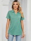 Women Johnny Collar Short Sleeve Blouse nicholesgifts