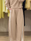 Women Striped Detail Crewneck Top and Elastic Sweatpants 2pcs Set nicholesgifts