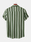 Men's Plus Size Striped Short Sleeve Button-Down Shirt nicholesgifts