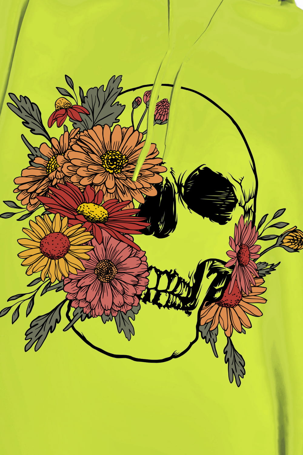 Women Simply Love Full Size Floral Skull Graphic Hoodie NicholesGifts