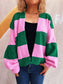Women Color Block Open Front Cardigan nicholesgifts